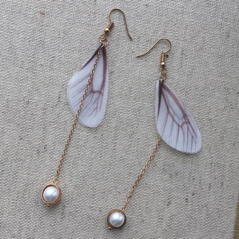 Pearl Butterfly Dangle Earrings